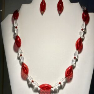 Celebration necklace - lampwork and rock crystal