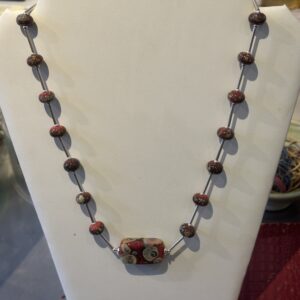 Autumnal lampwork and silver necklace