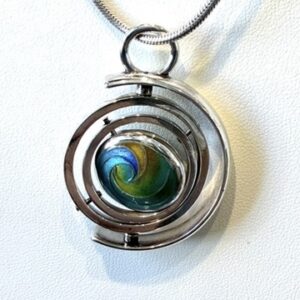 Medium orbital cloisonné pendant