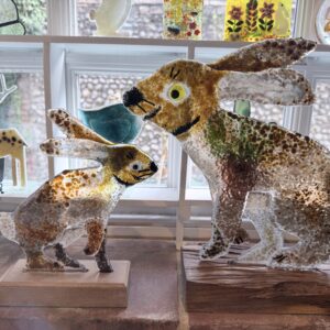 Fused glass hare - large