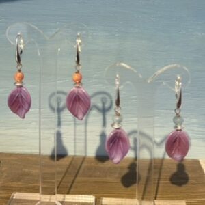 Glass leaf earrings